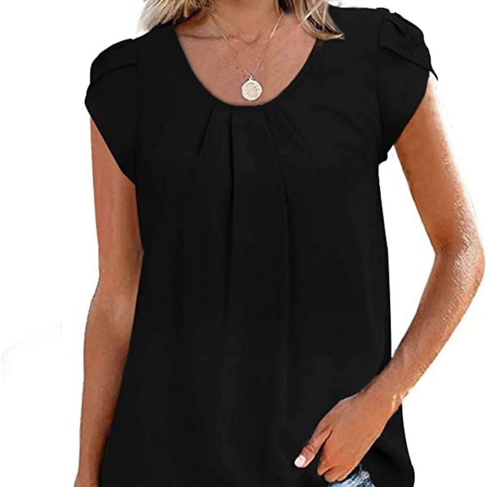 Black Petal Sleeve Blouse